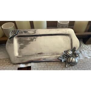 Large Aluminum rectangular tray Harvest pumpkin design